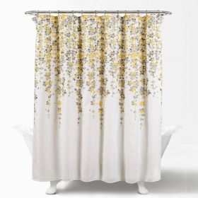 Shower Curtain, 72-inch Off-White Beige Cream Yellow Grey Floral Vines Flowers