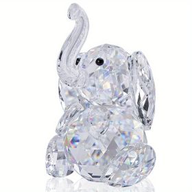 Cute Crystal Elephant Statue, Cut Glass Decorative Statue
