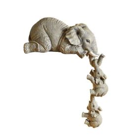 Elephant Desktop Decor Shelf Sitter Figurine, Mom and babies, Resin Craftwork