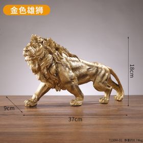 Lion Figurine, Golden Lion, Resin Ornament Figurine, Animal Statue