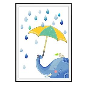 Elephant DIY Cross Stitch Stamped Kits Pre-Printed Embroidery Kits 11x16 inch