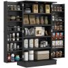 Freestanding Kitchen Pantry Cabinet 5-tier Shelving, Black