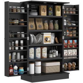 Freestanding Kitchen Pantry Cabinet 5-tier Shelving, Black