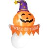 Inflatable Halloween Window Sticker Ghost with Orange Face, Blow Up LED 3.4ft