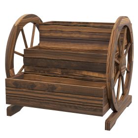 Wooden Wagon Planter Box 3-Tier Raised Garden Bed
