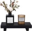 Wood Tray Pedestal Stand Farmhouse, Decorative Wooden Riser, Black