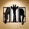 Metal Baked Paint African Animal 3-Piece Zebra Giraffe Elephant Home Decor Wall Art
