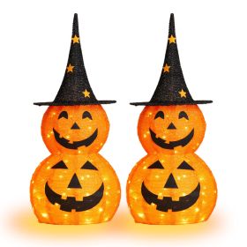 Halloween Collapsible Pumpkin Decorations 150 LED Lights,  3ft 2pcs