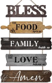 Wall Decor  with Blessing - Wooden Rustic 5pcs Roped Sign 12x18