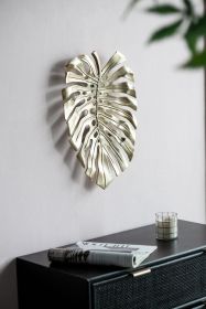 18.9x13.4x1.4" Gold Aluminum Monstera Leaf Wall Décor, wall art