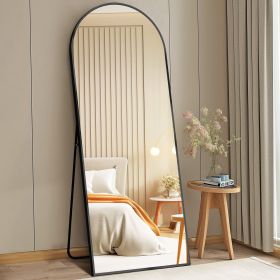 Arched Full Length Mirror, 71"x26" Aluminum Alloy Frame, Black