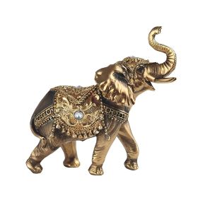 6"W Gold Elephant with Trunk Up Figurine Home Decor Gift, Collectible