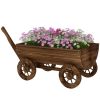 Wooden Wagon Planter Box, Small Wheelbarrow Flower Cart
