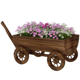 Wooden Wagon Planter Box, Small Wheelbarrow Flower Cart