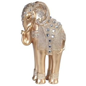 9.5"H Standing Long Legged Slim Elephant with Gems Gold and Silver Figurine, Collectible
