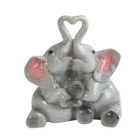 5"H Lovely Elephant Couple with Trunk Heart Figurine Home Decor Gift, Collectible