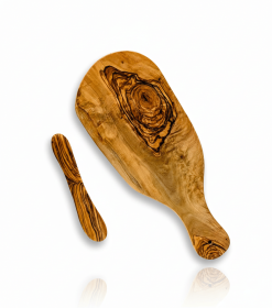Mediterranean Olive Wood Serving Board Set with Handcrafted Wooden Knife