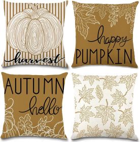 Autumn Pumpkin Maple Leaf Throw Pillow Covers 18x18 Set of 4