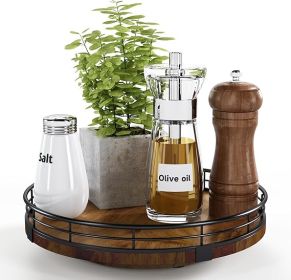 Farmhouse Oak  Lazy Susan Turntable Organizer