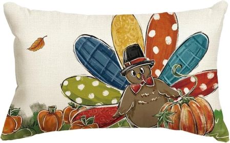 Thanksgiving Turkey Pumpkin Throw Pillow Cover