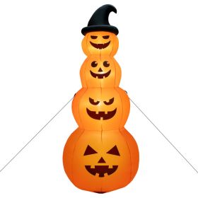 Inflatable Halloween Pumpkins Stack with Built-in LED Lights, 8 Ft