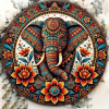 Vintage Elephant Decorative Plaque, 8x8in Indian Style Wall