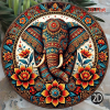 Vintage Elephant Decorative Plaque, 8x8in Indian Style Wall