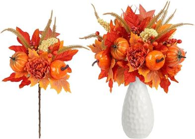 Fall Deco 4PCS Artificial Autumn Pumpkin Berry Flower Maple Plant Stems