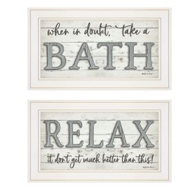 "Bath Relax" Framed Wall Art, Wall Decoration by Susie Boyer, "When In Doubt, Take a Bath" & "Relax It Don't Get Much Better Than This"