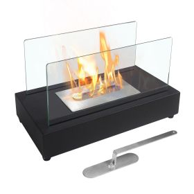 Tabletop Rectangle Fire Pits; Smokeless Bio Ethanol Fireplace with Realistic Burning