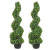 Spiral Artificial Boxwood Tower Topiary  91cm high 2 pc.