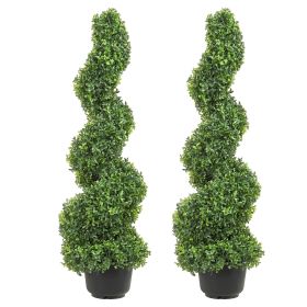 Spiral Artificial Boxwood Tower Topiary  91cm high 2 pc.
