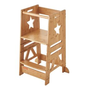VEVOR Tower Step Stool, 3-Level Height Adjustable Toddler Step Stools for Kids