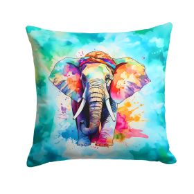 Elephant Hippie Throw Pillow, Machine Washable, Indoor Outdoor Decorative Pillow for Couch, Bed or Patio, 18Hx18W