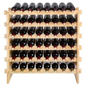 48 Bottle Stackable Modular Wine Rack, 6-Tier Solid Bamboo Wood Storage Racks