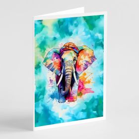 Elephant Hippie Greeting Cards Pack of 8 Blank Cards with Envelopes Whimsical A7 Size 5x7 Blank Note Cards