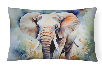 Elephant Watercolor Wildlife Throw Pillow Throw Pillow for Indoor Couch Bed, Outdoor Patio Washable,12Hx16W