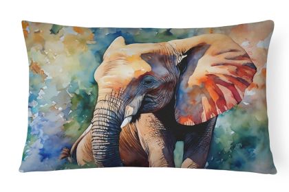 Elephant Watercolor Wildlife Throw Pillow, Washable, 12Hx16W
