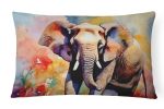 Elephant Watercolor Wildlife Throw Pillow, 12Hx16W