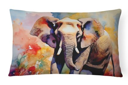Elephant Watercolor Wildlife Throw Pillow, 12Hx16W