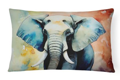 Elephant Watercolor Wildlife Throw Pillow, Throw Pillow for Indoor Couch, Washable, 12Hx16W,