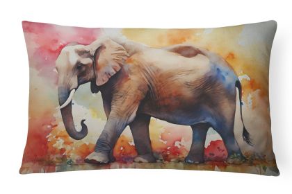 Elephant Watercolor Wildlife Throw Pillow, Throw Pillow for Indoor Couch Bed Outdoor Patio Washable, 12Hx16W