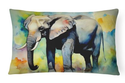 Elephant Watercolor Wildlife Throw Pillow,  Washable, 12Hx16W