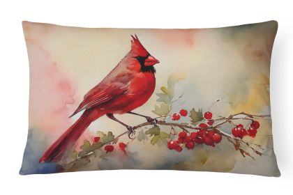 Cardinal, Watercolor Bird Throw Pillow for Indoor Couch Bed Outdoor Patio Washable, Cardinal,12Hx16W
