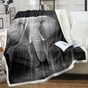 3D Elephant Printed Sherpa Fleece Blanket for Couch, Sofa, Bed, Soft Cozy Fuzzy  60X80 Inches