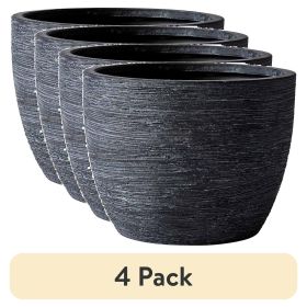 (4 pack) 4.5" Textured Matte Ceramic Pot, Black, 1 - Piece