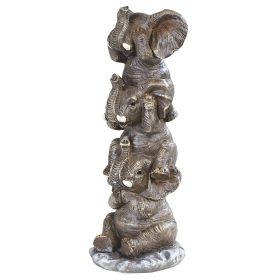 7.75"H 3 Stacked Elephants Hear-See-Speak No Evil Figurine Home Decor Gift, Collectible