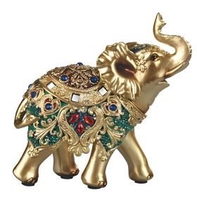 5.5"H Gold Elephant in Green Figurine, Home Decor Gift, Collectible