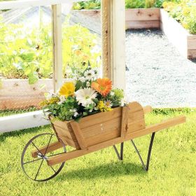 Wooden Wagon Planter with 9 Magnetic Accessories for Garden