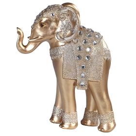 9"H Standing Long Legged Elephant with Gem Slim Elephant in Gold and Silver Figurine Home Decor Gift, Collectible